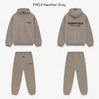 Fear of God Essentials FW24 Heather Grey — détail broderie Essentials