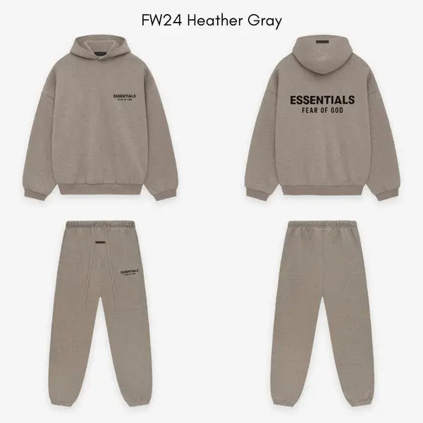 Fear of God Essentials FW24 Heather Grey — détail broderie Essentials