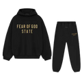 Fear of God Essentials FW24 Black Yellow State — set complet noir et jaune oversize