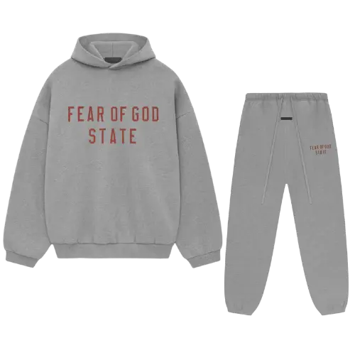Fear of God Essentials FW24 Dark Heather State — hoodie jogging gris foncé chiné
