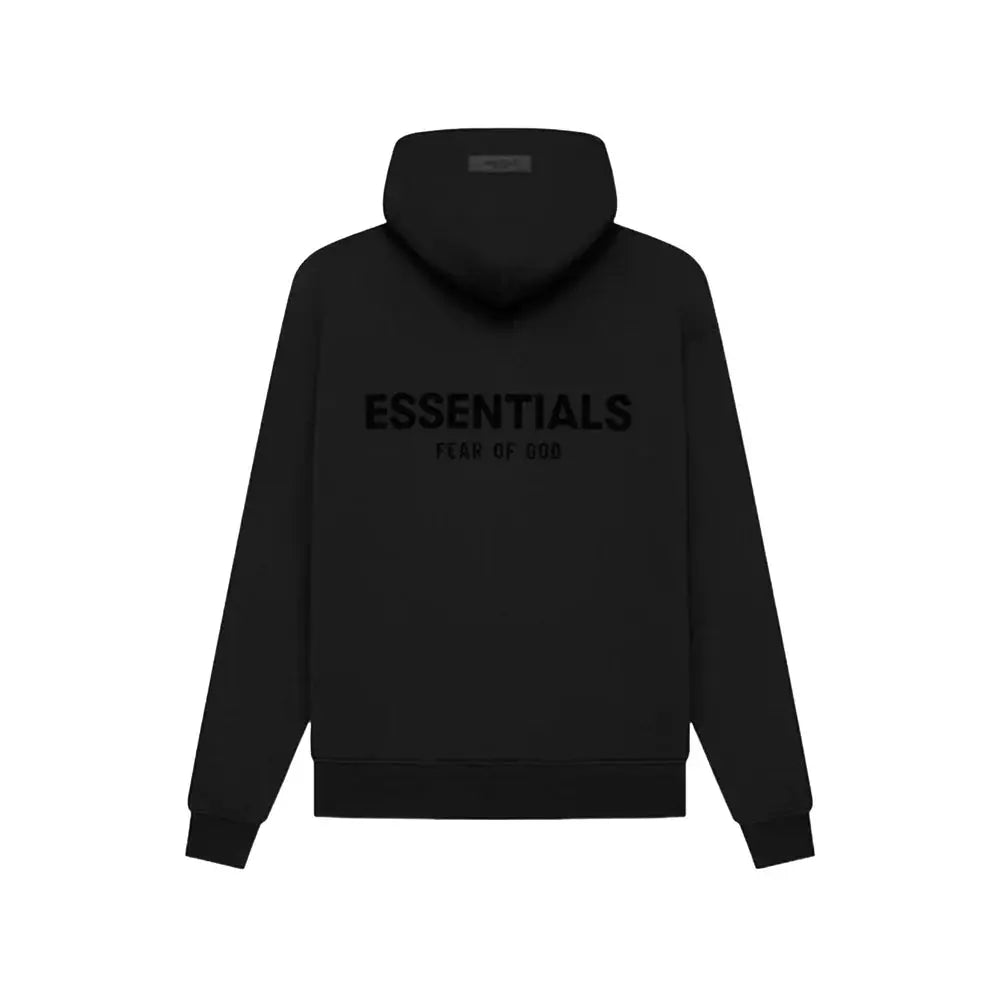 Fear of God Essentials Limo Black — détail broderie Essentials noir